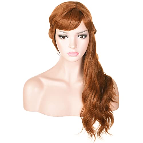 Long Wavy Brown Natural Synthetic Hair Braided Wigs for Women Halloween, Cosplay, Costume, Party - color: Brown, size: Long
