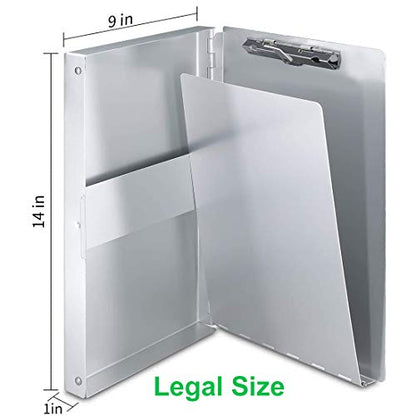 Sunnyclip Aluminum Clipboard with Storage (Legal Size) Form Holder Portfolio Aluminum Metal Binder Heavy Duty with Clip Inside Posse Box, for Office Business Medical Professionals Stationer - size: Legal Size 14.5 x 9 x1 in