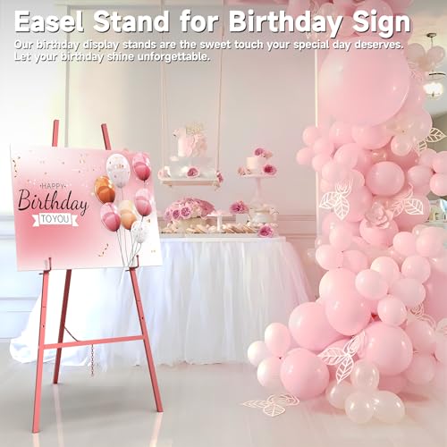 Easel Stand for Sign, Heavy Duty Metal Display Easel with Adjustable Chain, 4-Tier Height Art Easel for Painting, Wedding Sign, Posters & Commercial Display - color: Red
