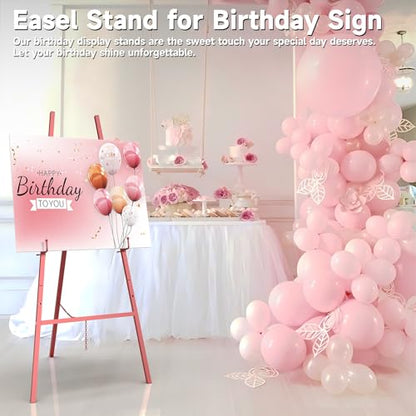 Easel Stand for Sign, Heavy Duty Metal Display Easel with Adjustable Chain, 4-Tier Height Art Easel for Painting, Wedding Sign, Posters & Commercial Display - color: Red