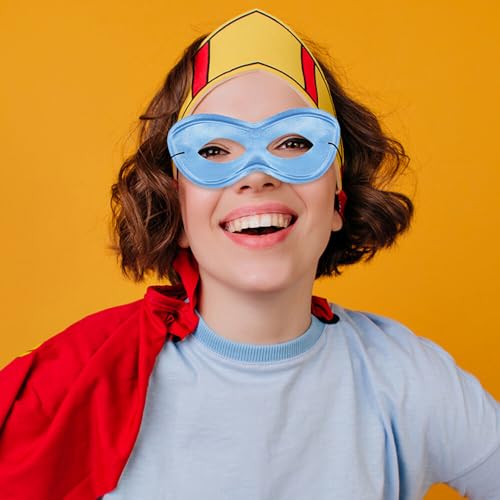 Light Blue Super Hero Fabric Eye Mask - 2.87" x 8.25" - Durable, Comfortable & Perfect Fit - Ideal for Parties, Cosplay & More - color: Light Blue