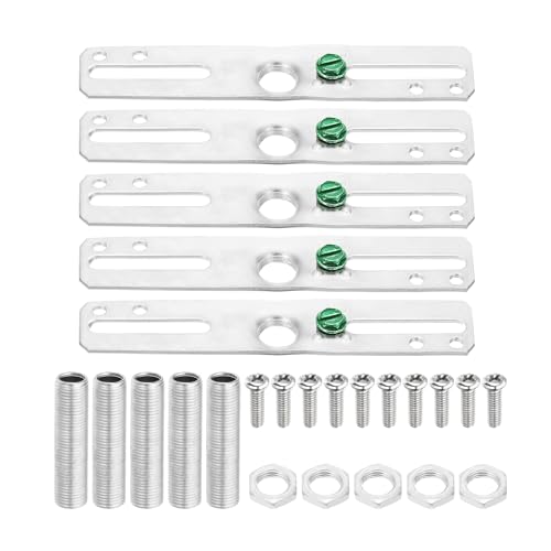 PATIKIL 4" Light Crossbar Kit, 5 Set Universal Light Fixture Mounting Bracket with 1/8IP Tap Center Hole Ceiling Light Plate Canopy Hardware Set for Chandelier Wall Light, Silver Tone - size: 1/8IP