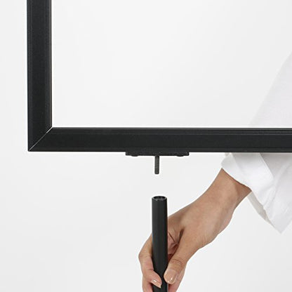 M&T Displays Metal Oval Info Board Black 24x36 Inches Slide-In Poster Sign Holder 1 Tier Double Sided Floor Standing Pedestal Advertising Display with Backing and Anti-Glare PET Cover - color: Black