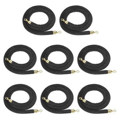 PATIKIL 8 Pack Black Velvet Stanchion Rope, 6 Ft Crowd Control Ropes Barrier Hanging Rope with Stainless Steel Gold Plated Hooks for Carpet Events Movie Theaters Opening Activities - color: Black/Gold Plated, size: 6 Feet