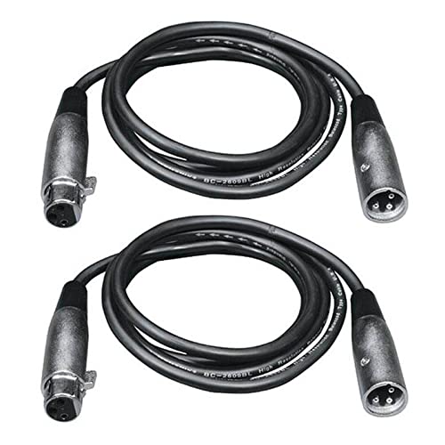 CHAUVET DJ I 10 Foot Male to Female 3 Pin Connector DMX Lighting Effect Cables for DJ Lighting, Concerts, and Weddings (2 Pack)