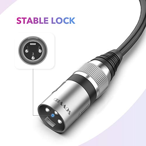 3FT XLR to 1/4" Mic Cable - 6.35mm TS Mono 3 Pin to Quarter Inch TS Male Unbalanced Interconnect Wire - size: 3FT, style: Male