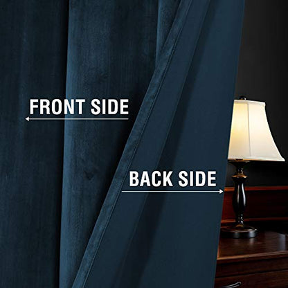 H.VERSAILTEX Room Darkening Velvet Curtains for Bedroom, 63 Inch, Navy - color: Navy, size: 52"W x 63"L (Pack of 2)