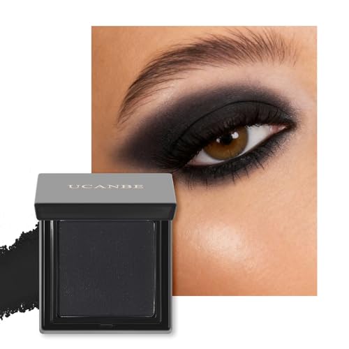UCANBE Black Single Eyeshadow Palette, Highly Pigmented Matte Eye Shadow Powder, Professional Long-Lasting Waterproof Makeup Palette - color: 13 Black