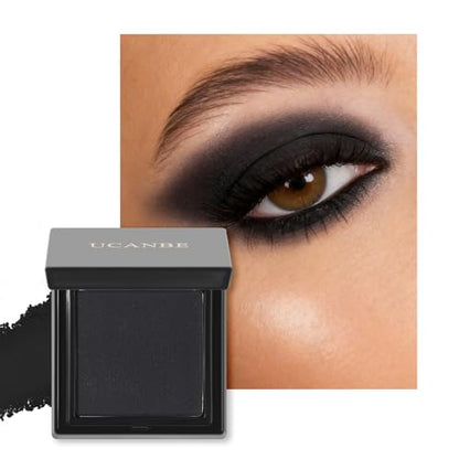 UCANBE Black Single Eyeshadow Palette, Highly Pigmented Matte Eye Shadow Powder, Professional Long-Lasting Waterproof Makeup Palette - color: 13 Black