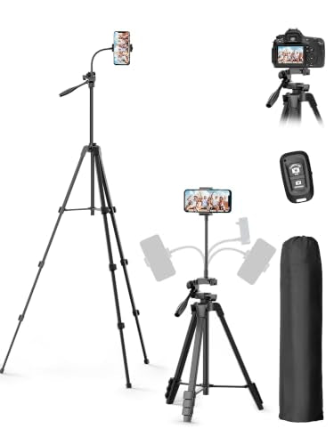 EMART 61’’ Cell Phone Tripod Stand with Remote for iPhone and Android - size: 61in