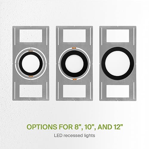 ASD 6 Pack New Construction Mounting Plate Round Hole - 8/10/12 Inch Flat Galvanized Steel Wafer Light Rough In Plate, Universal Light Fixture Mounting Bracket for LED Recessed Lighting - color: Symmetric 8-10-12", size: 6 Pack