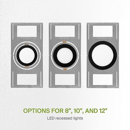 ASD 6 Pack New Construction Mounting Plate Round Hole - 8/10/12 Inch Flat Galvanized Steel Wafer Light Rough In Plate, Universal Light Fixture Mounting Bracket for LED Recessed Lighting - color: Symmetric 8-10-12", size: 6 Pack