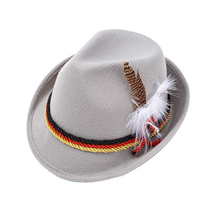 Spooktacular Creations Oktoberfest Hats, 2 PCS German Oktoberfest Costume Accessories Set, Green Gray Felt Fedora Retro Hats for Adults Bavarian Alpine Halloween Dress Up, RolePlay Party - color: Green+gray