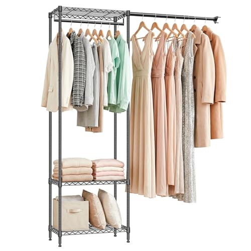 IZEUK Heavy Duty Garment Rack Wire Clothes Rack for Hanging Clothes (Black, 3 Tier with 1 Rod) - color: Black, size: 3 Tier with 1 Rod