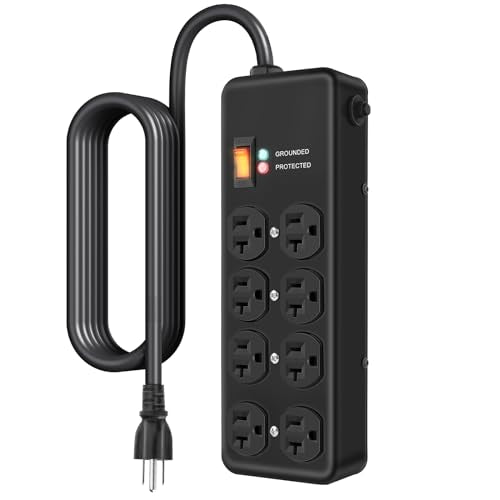 HEZI 20Amp Heavy Duty Surge Protector with 8 Outlets,6FT Extension Cord - size: 6FT, style: 20A
