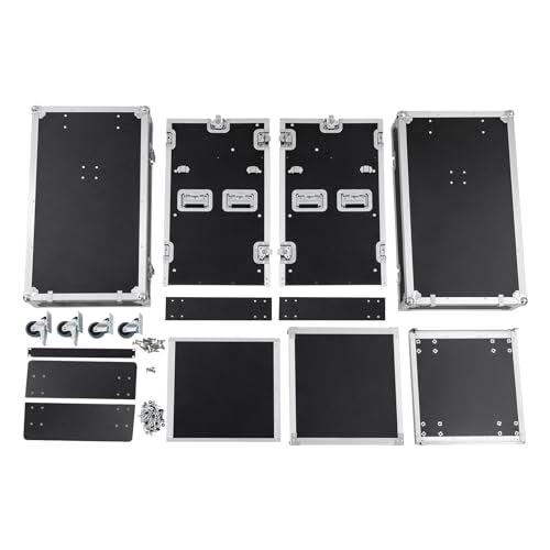 14U PA DJ Pro Audio Rack Road Case w/Slant Mixer Top, Heavy Duty Mobile Studio Equipment Cabinet, Network and Stereo Rack DJ Mixer Rack for Mixers & Live Sound - size: 14U / Side Tables