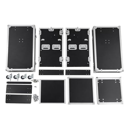 14U PA DJ Pro Audio Rack Road Case w/Slant Mixer Top, Heavy Duty Mobile Studio Equipment Cabinet, Network and Stereo Rack DJ Mixer Rack for Mixers & Live Sound - size: 14U / Side Tables