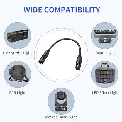 SMALL-EYE 5 Pin Male to 3 Pin Female DMX Adapter Cable 1 ft 2-Pack - color: 5 Pin Male to 3 Pin Female