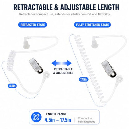 Heliltd 4pcs Spy Earpiece Costume Accessory Clear Fake Ear Piece Prop | Realistic Clear Spy Earpieces with Stretchable Acoustic Tube and Metal Clip for Secret Agent, Bodyguard, Cosplay & Halloween