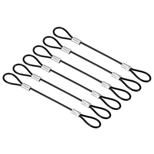 PATIKIL 0.4ft Safety Cable Lock Stainless Steel 2mm with Double Loop 6pcs - size: 2mmx0.125m