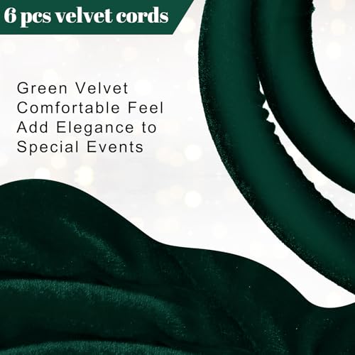Fumete 6 Pieces Velvet Stanchion Rope Bulk 4 Feet Party Crowd Control Barrier Safety Velvet Rope with Gold Hook for Movie Theater Opening, Hotel, Carpet, Not Include Stanchion Post (Dark Green) - color: Dark green