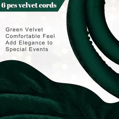 Fumete 6 Pieces Velvet Stanchion Rope Bulk 4 Feet Party Crowd Control Barrier Safety Velvet Rope with Gold Hook for Movie Theater Opening, Hotel, Carpet, Not Include Stanchion Post (Dark Green) - color: Dark green