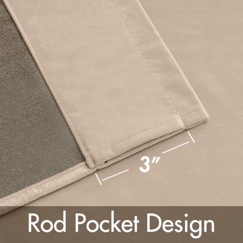 MIULEE Camel Beige Velvet Curtains 63 Inch Long 2 Panels, W40 x L63 | Luxury Super Soft, Thermal Insulated, Room Darkening Drapes, Rod Pocket Design, Window Curtains for Bedroom Living Room - color: Camel Beige, size: 40"W x 63"L (Pack of 2)