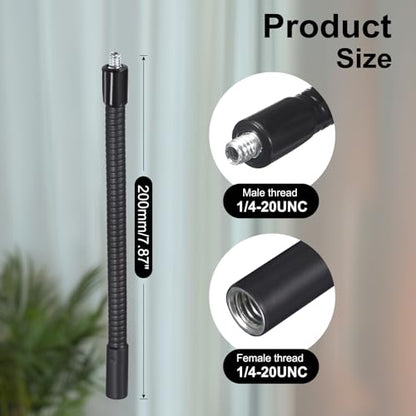 8-Inch Flexible Gooseneck Tubing, 1/4"-20 Female to Male Thread Universal Arm Gooseneck Extension Holder for Microphone, Tripod Phone, Camera, LED Video Lights - color: 1 Pack, size: 8 Inch