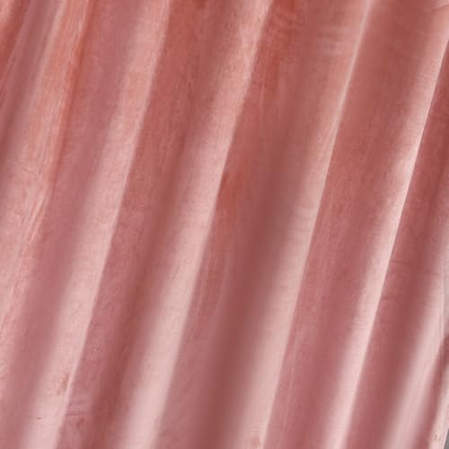 Velvet Tie Top Room Curtain Set- Girls Pink Bow Tie Design Drapes for Living Room/Bedroom W52 x L84-inch, 2 Panels - color: Blush Pink, size: 52"W x 84"L (Pack of 2)