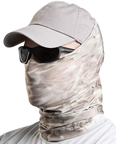 Aqua Design Fishing Hunting Masks Neck Gaiter: Men and Youth UPF 50+ Sun Mask Protection: Camo Face Cover Balaclava Bandana - color: Pacific Sand, size: X-Small