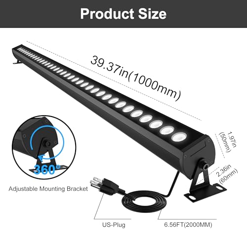 40″ LED Wall Washer Light Bar, 4000K Neutral White 36W Outdoor Light, IP65 120V AC Plug-in LED Flood Bar with 360° Adjustable Mount Brackets for Wall Wash Lighting, Landscape Uplighting - color: 4000K Neutral White