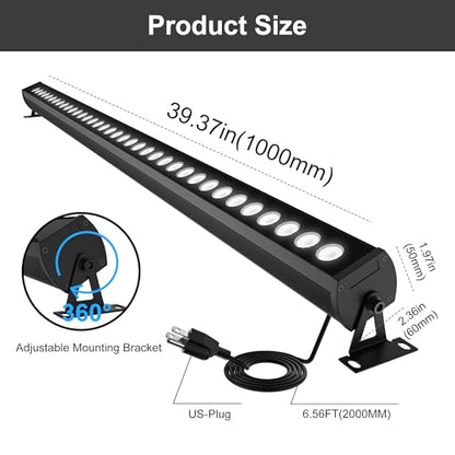 40″ LED Wall Washer Light Bar, 4000K Neutral White 36W Outdoor Light, IP65 120V AC Plug-in LED Flood Bar with 360° Adjustable Mount Brackets for Wall Wash Lighting, Landscape Uplighting - color: 4000K Neutral White