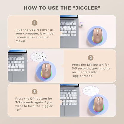 PEIOUS Wireless Mouse Jiggler, LED Mouse with Built-in Mouse Mover, Gold - color: Gold