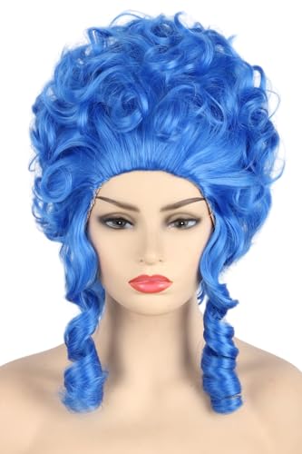 Topcosplay Blue Short Colonial Wig Halloween Costume Cosplay Wigs for Women Girls Bouffant Baroque Beehive Wig - color: Blue