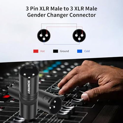 2-Pack 3Pin XLR Male to Male Adapter, Zinc Alloy Shell Balanced Audio Coupler, Secure Lock for Microphone & Cable Connection, Professional 3-Pin Connector - color: XLR M TO M