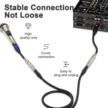 Smithok 2 Pack XLR to 1/4" Cable,Balanced 3 Pin XLR Female to 1/4 Quarter inch TRS 6.35mm Female Stereo Audio Adapter - 1 Feet (30 cm) Black