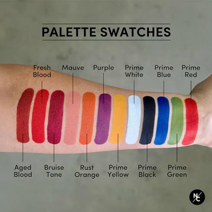 Narrative Cosmetics FX 12-Color Palette - Water-Activated Face & Body Paint for SFX, Theater, Cosplay - High-Pigment, Blendable SFX Makeup, Easy-to-Use for Film & TV