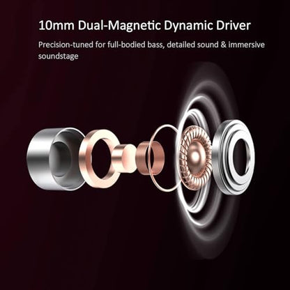 RitMoment RIT10 Pro Wired Earbuds - Balanced Sound & Rich Bass, Dual Magnetic Dynamic Driver, Ultra Comfort, in Ear Monitor IEM Earphones (Mic+Type-C Cable, Clear) - style: MIC+Type-C Cable