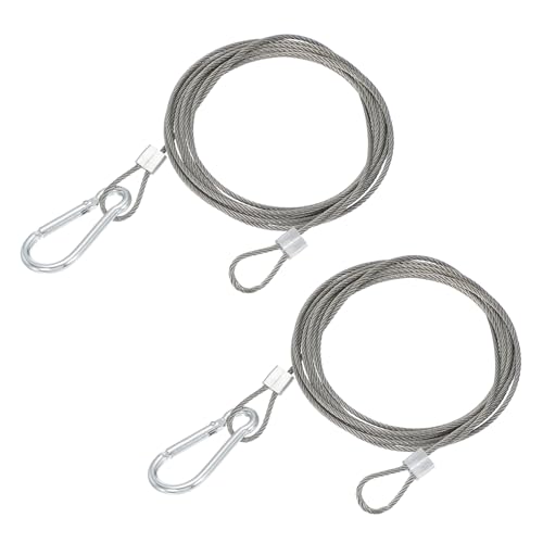 MECCANIXITY 10 Inch Safety Cable Lock, 1/16'' Stainless Steel Cable with Loops Security Wire Lock for Hanging Lighting Luggage Plant Pictures, Pack of 2 - size: 250 x 2mm