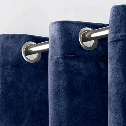 Exclusive Home Curtains EH8196-03 2-108G Velvet Heavyweight Grommet Top Curtain Panel Pair, 54x108, Navy, 2 Count - color: Navy, size: 54"W x 108"L (Pack of 2)