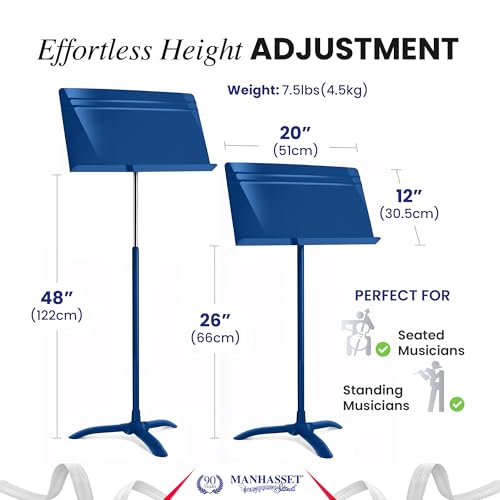 Manhasset 48 Blue Symphony Music Stand for Sheet Music - color: Blue, Glossy, size: Pack of 1