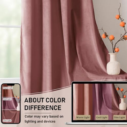 JIUZHEN Wild Rose Velvet Blackout Curtains 63 Inch for Living Room/Bedroom - color: Wild Rose, size: 42"W x 63"L (Pack of 2)