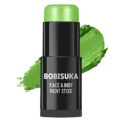 BOBISUKA Light Green Face Body Paint Stick, Lime Green Eye Black Painting Sticks for sports, Facepaints Kit for Halloween Makeup Zombie Witch Camouflage Goblin Cosplay Special Effects SFX Costume - color: Grass Green