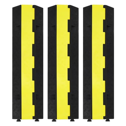 3 Pack of Heavy Duty Rubber Cable Protectors with 2 Channel Ramps, 11000lbs Capacity Speed Bumps for Cables and Vehicles, Perfect for Indoor and Outdoor Use