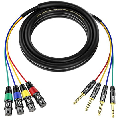 EBXYA 4 Channel XLR Female to 1/4 Inch TRS Snake Cables | Balanced XLR Microphone Cable to 6.35mm Jack Lead,10 Feet 1Pack - size: 4-Channel 10 Feet, style: TRS to XLR Female