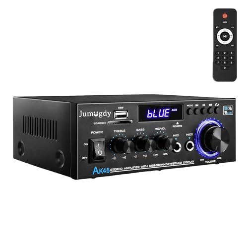 AK45 Pro Home Stereo Audio Receivers & Amplifier,800W 2 Channel Wireless Bluetooth 5.0 Power Amplifier System, FM Radio, USB, SD Card, with Remote Control Home Theater Audio Stereo System