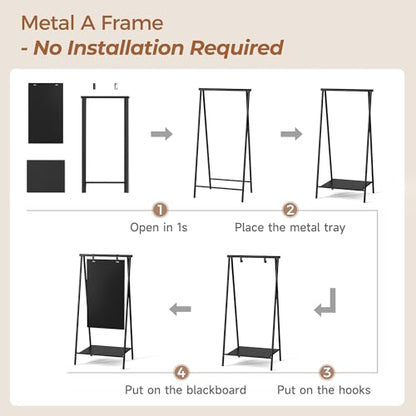 SELEAD Metal A-Frame Chalkboard No Assembly Required, 21"x44” Sandwich Sign | Premium Minimal Matte Black Frame Outdoor Indoor Swinging Sidewalk Board Pizarra for Business or Personal Display - size: 21"W x 44"H