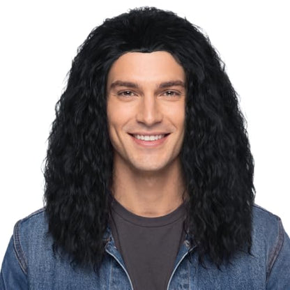 Miss U Hair Unisex Long Curly Hair Party Movie Cosplay Costume Wig Halloween (Jet black) - color: Jet black