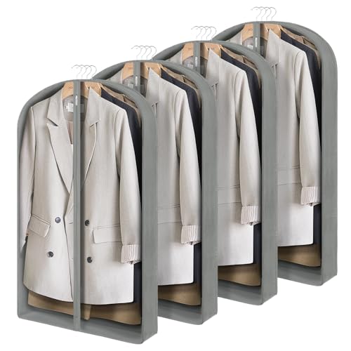 Zilink Suit Bags for Closet Storage Clear Mink Coat Storage Bag 40 in, Grey - size: 40"-4pcs