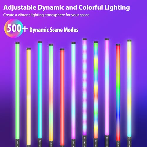 4 Pack 4ft Portable Battery Powered Tube Light 120cm Handheld LED RGB Lights Tube with Tripods, 500 Vivid Effects for Video and Photography,Light Painting,YouTube,Video and Dance Club